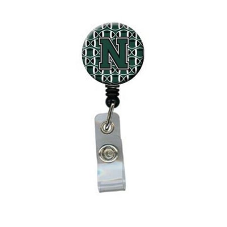 CAROLINES TREASURES Letter N Football Green and White Retractable Badge Reel CJ1071-NBR